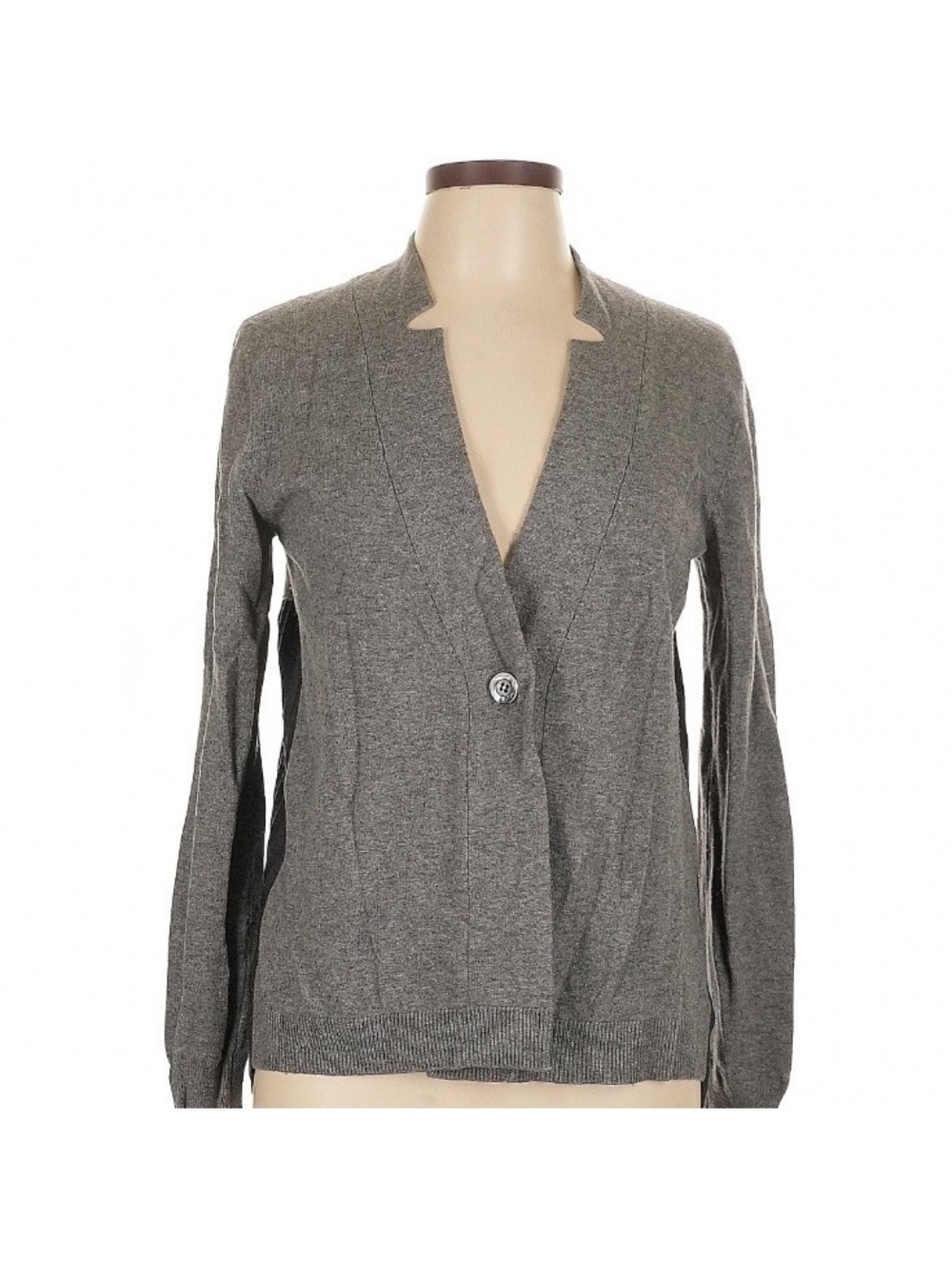 KASH Italy Mixed Media Cardigan Sweater Gray Pleated Wool Silk Cashmere Sz 42